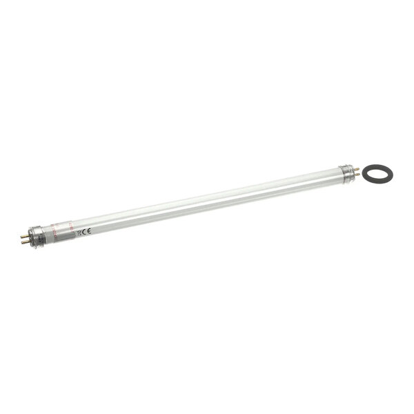 A cylindrical tube light with metal end caps and electrical connectors, designed for use in food display or preservation equipment.