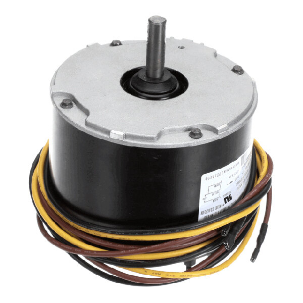 A 1/4 horsepower single-phase electric motor with attached wiring, used for HVAC systems.