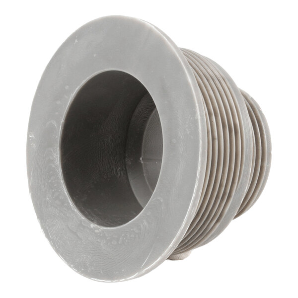 A gray plastic threaded drain fitting component.