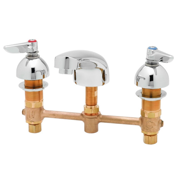 A T&S Medical Faucet with brass and chrome lever handles.