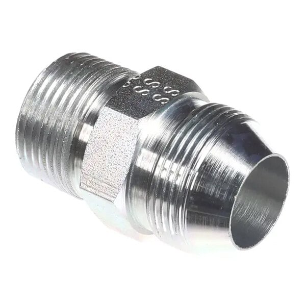 A metal 3/4 inch union fitting with threaded ends.