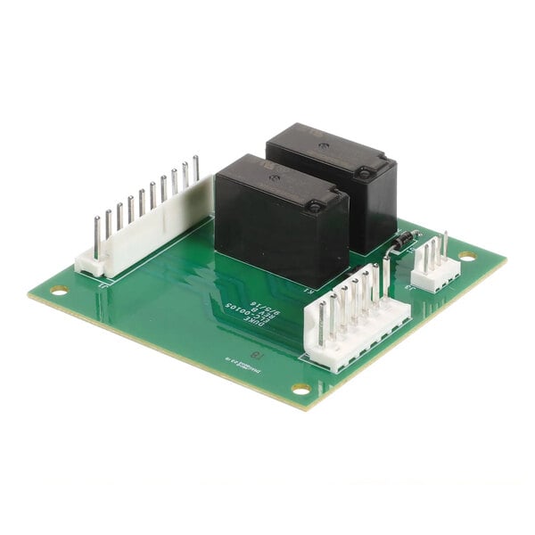 A green Duke ELC-001054 controller circuit board with two black relays and multiple pin connectors.