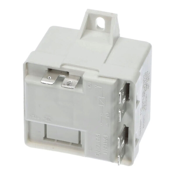 A white electrical relay starter with metal prongs and a mounting tab, used in Hoshizaki equipment.