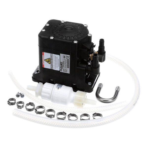 A Flojet installation field kit including a pump, hoses, clamps, and fittings.