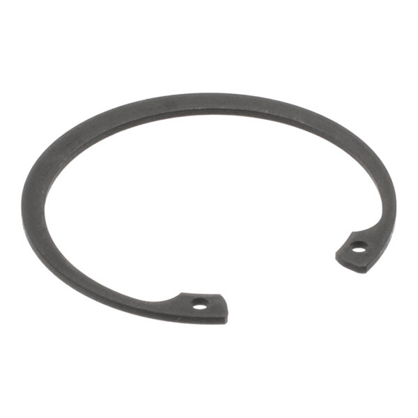 A large metal clip ring with two small holes near the open ends.