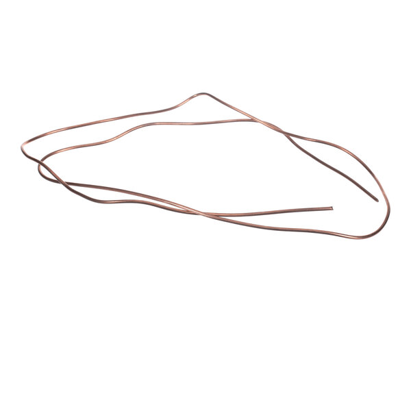 A thin copper capillary tube with a small internal diameter, used for refrigeration or HVAC applications.