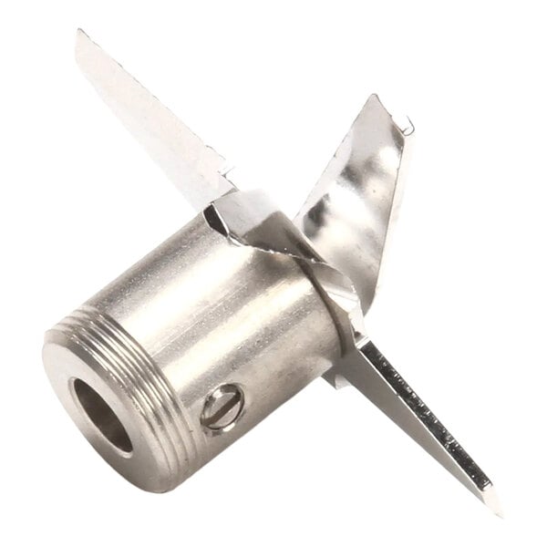 An emulsifying blade attachment for a Dynamic Master mixer, made of metal with sharp, angled blades.