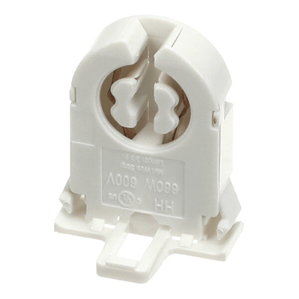 A white fluorescent lamp holder for T8 bulbs with no shunt.