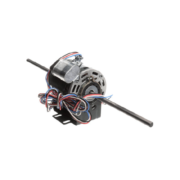 A direct drive electric motor with attached wires and mounting bracket.