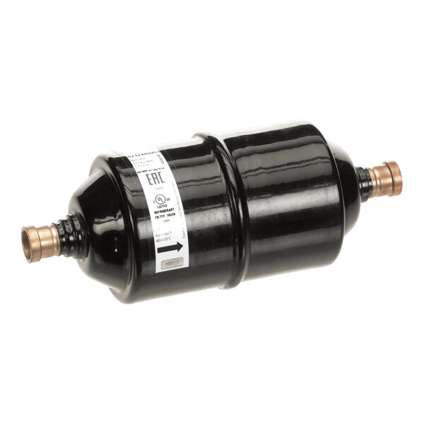A black cylindrical Electrolux Professional 087438 strainer with copper fittings on both ends.