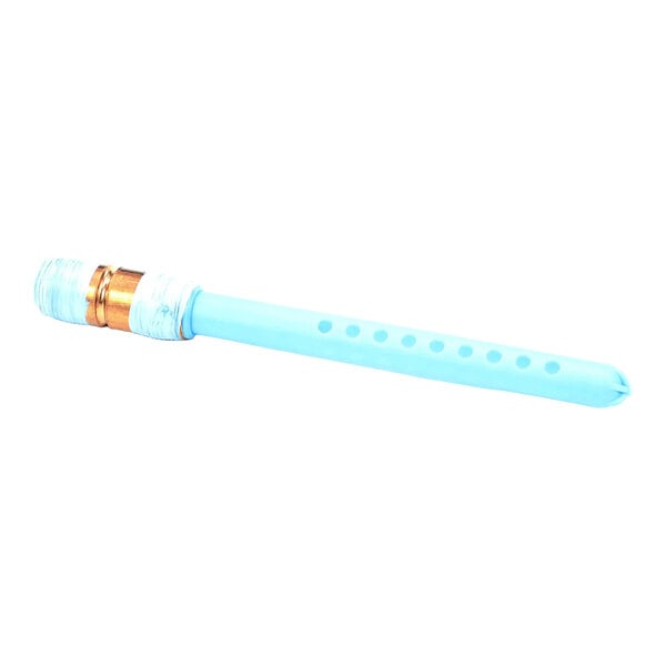 A light blue Hubbell J6 inlet/outlet nipple with diffuser.