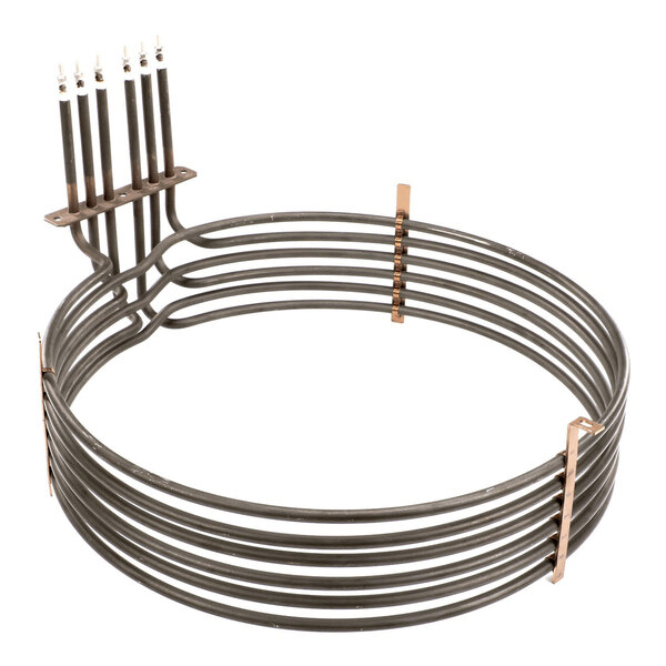 An electric heat element with multiple coils and connectors, designed for industrial or commercial heating applications.
