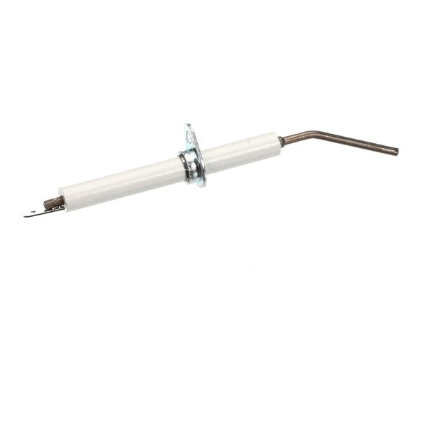 An ignitor probe for gas appliances, featuring a ceramic body and a metal tip.