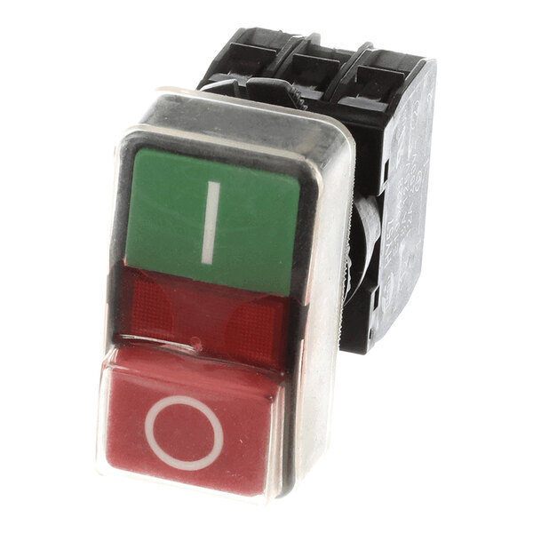 A rectangular on/off switch with a green 'I' button and a red 'O' button, used for a Eurodib vegetable cutter.