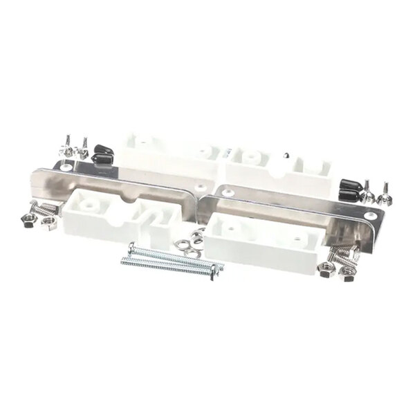 A Heat Seal 6305075 bearing block kit with mounting hardware, including metal brackets, white blocks, screws, and nuts.