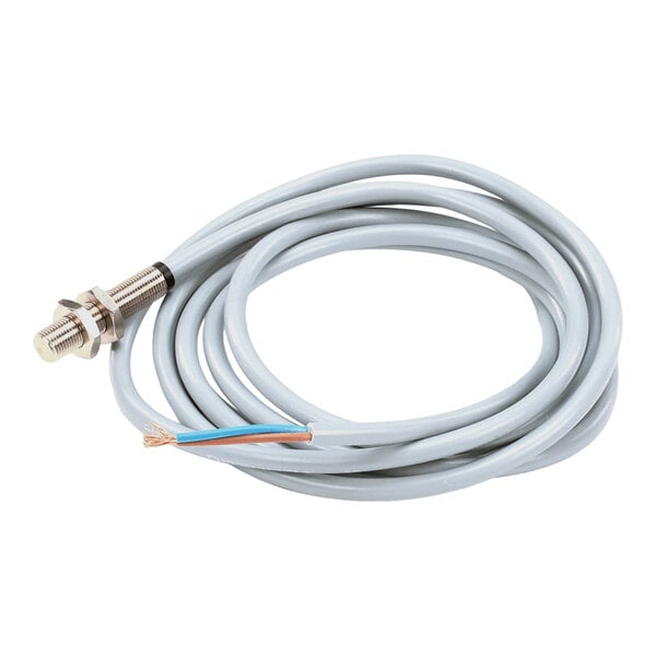 A gray cable with a metal sensor and exposed wire ends, typically used for door switch applications.