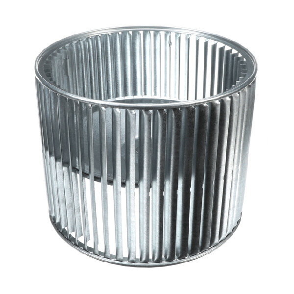 A metal wheel blower for HVAC systems.