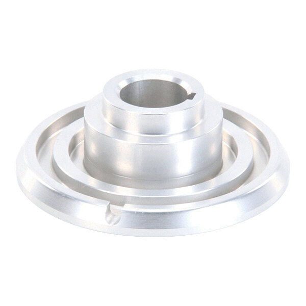 A metal Globe 070064 knife locating hub with a circular, tiered design and a central hole.