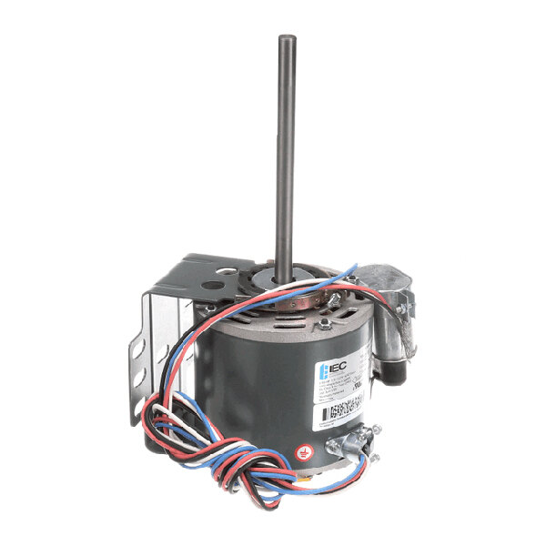 A direct drive electric motor with attached wiring and mounting bracket.