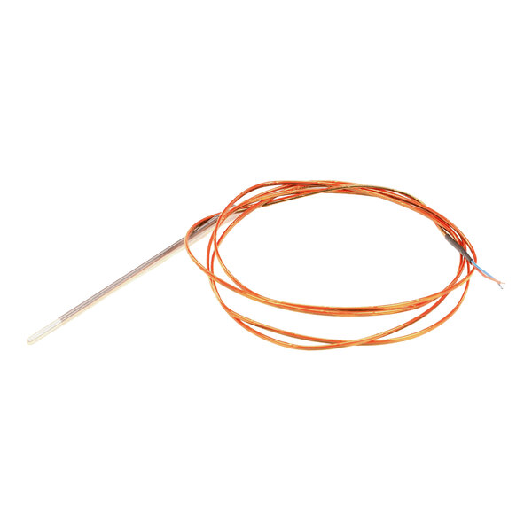 A temperature probe with an orange wire, used for thermostats in specific Giorik models.