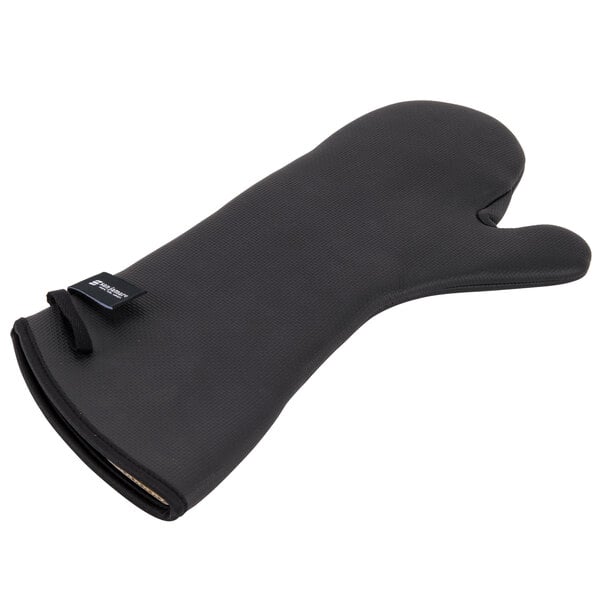 A black San Jamar UltiGrips oven glove with a black strap.