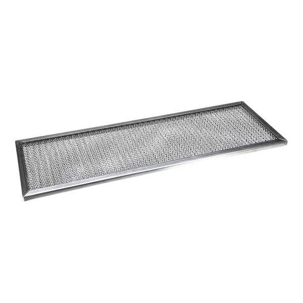 A rectangular metal particulate filter with a mesh center and solid frame.