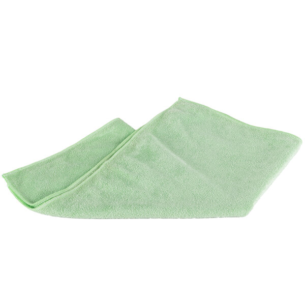 A folded green Unger SmartColor microfiber cleaning cloth on a white background.