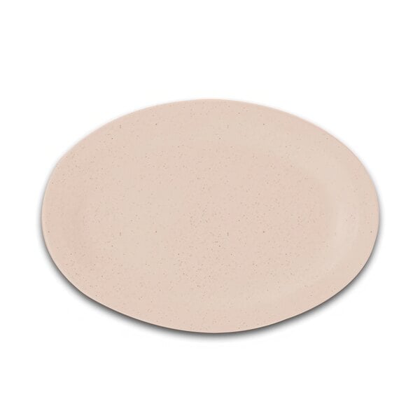 A sandstone oval melamine platter with a speckled design.