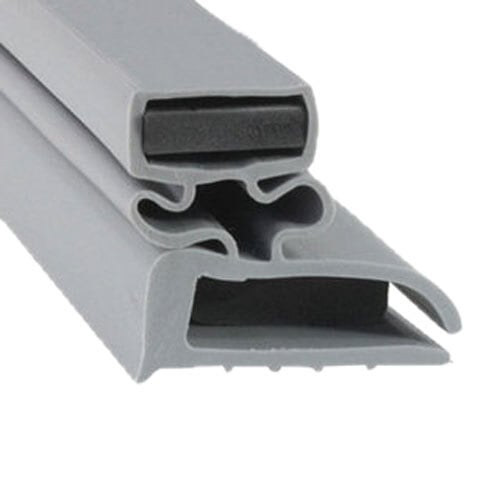 A close-up of a grey rubber strip with a black magnetic seal.