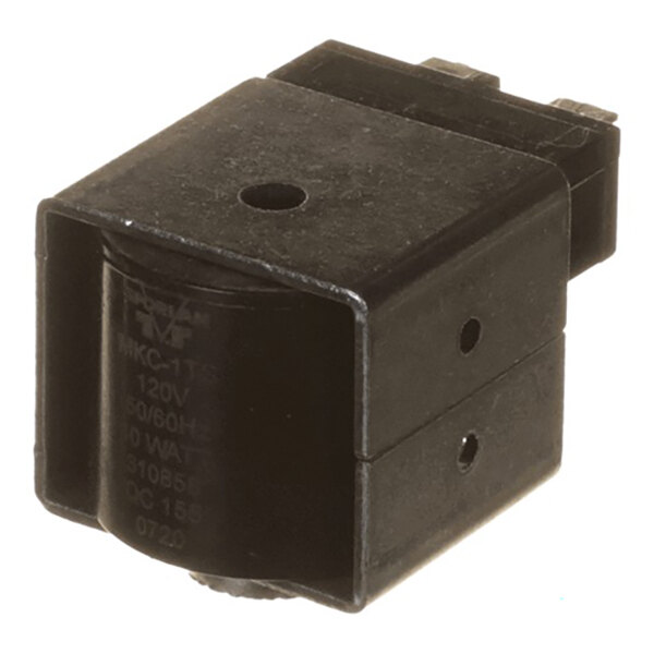 A black 120V solenoid coil for refrigeration systems.