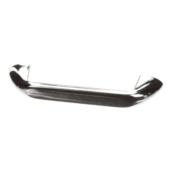 A chrome metal handle with angled ends.