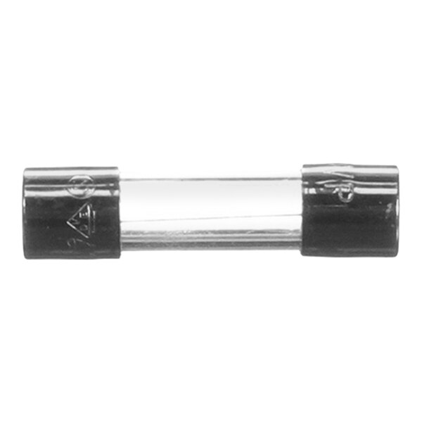 A cylindrical glass fuse with metal end caps, rated at 2.5A and 250V.