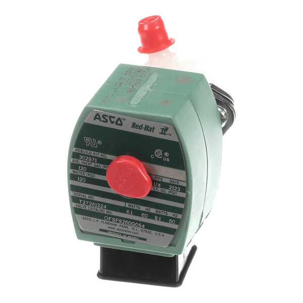 A Frosty Factory F5923 A/F valve with a green housing, red knob, and labeled specifications.