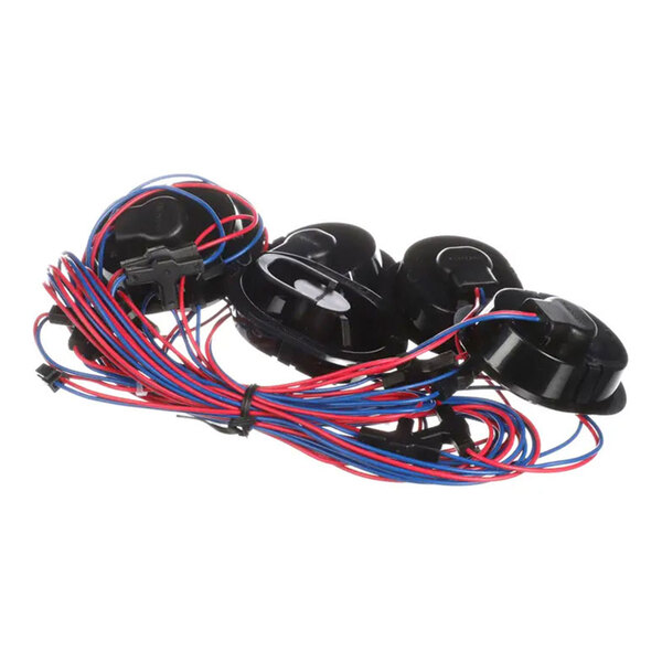 A Hillphoenix P096378GBK harness with black connectors and red and blue wiring.