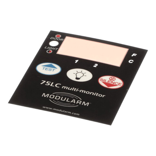 An electronic control panel overlay labeled '75LC multi-monitor' by MODULARM, featuring buttons for test, light, and silence functions.