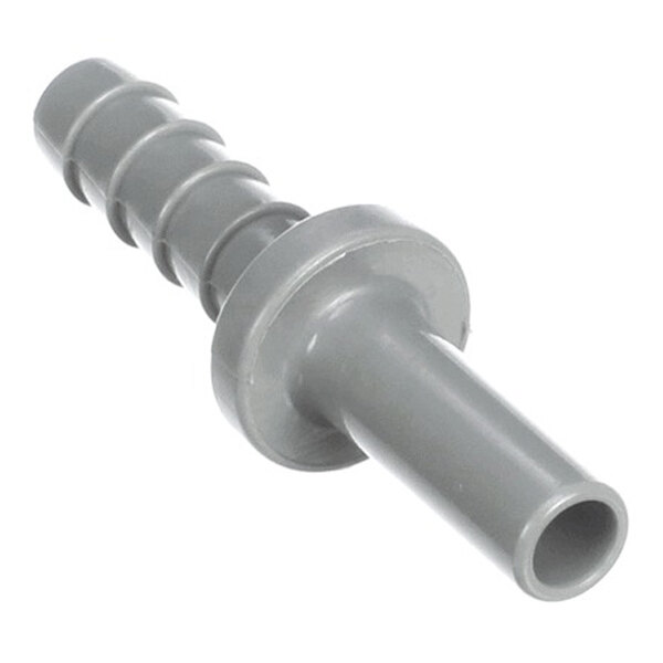 A gray plastic tube-to-hose connector with a 1/4 inch barb and a 1/4 inch stem.