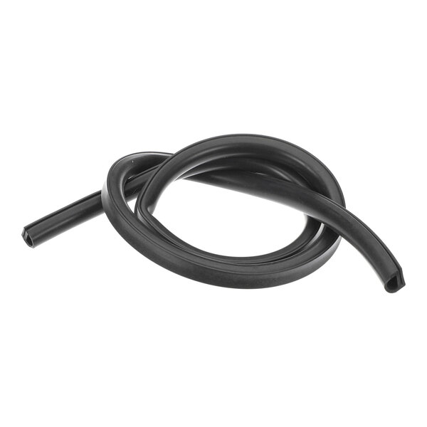 A coiled black rubber gasket for sealing applications.
