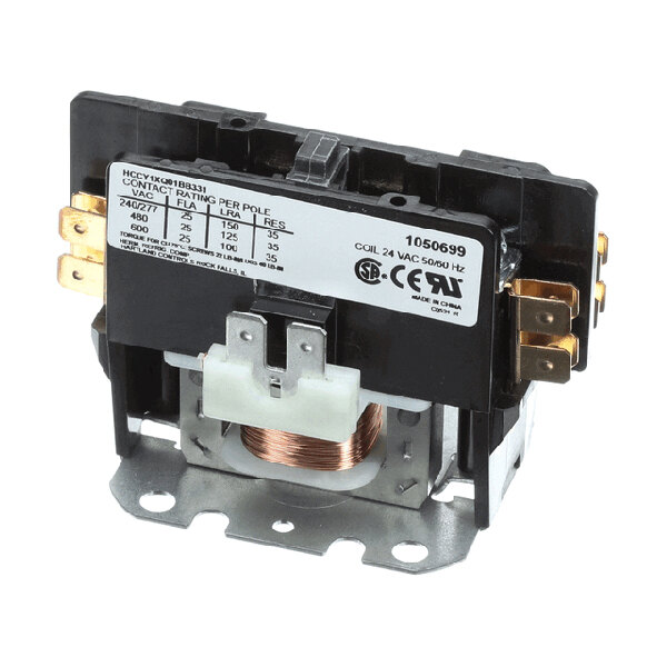 A single pole 25A 24V contactor used in HVAC systems.