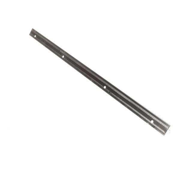 A long, narrow metal door side gasket with pre-drilled holes, used for sealing purposes.