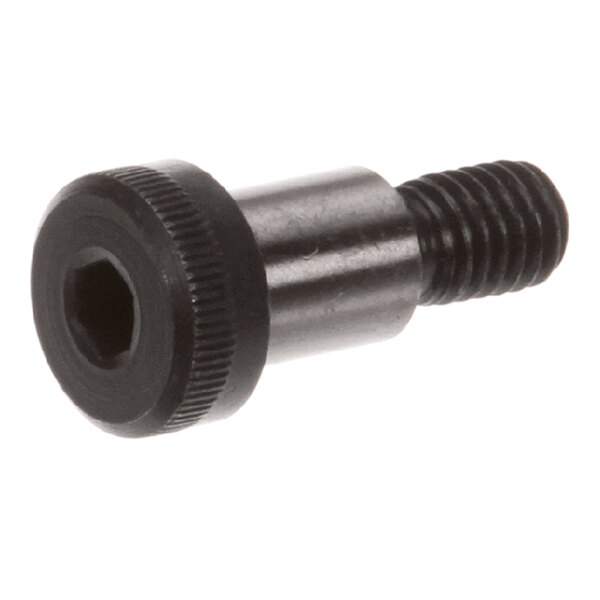 A metal shoulder socket bolt with a hexagonal socket head and threaded end.