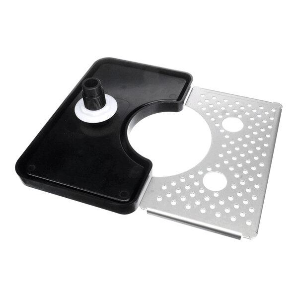 A JoeTap JT-16300 drip tray with a black plastic section and a perforated metal section.