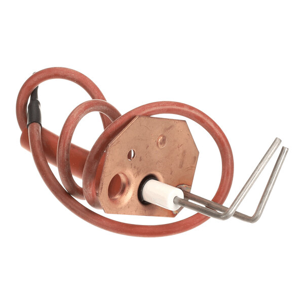 An ignitor assembly for heating equipment with a coiled wire and metal mounting plate.