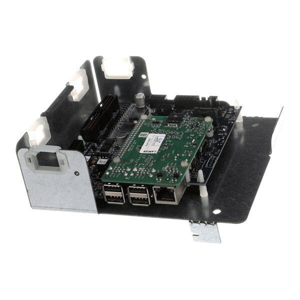 A metal and circuit board control box assembly with multiple USB ports and connectors.