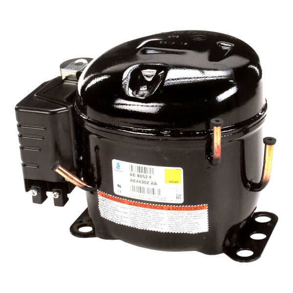 A black Desmon AX3119 compressor for refrigeration, designed for 115V, 60Hz, and R404A refrigerant.
