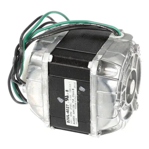 A Grindmaster-Cecilware 25 watt fan motor with attached wires, model 04.BC0002/110.