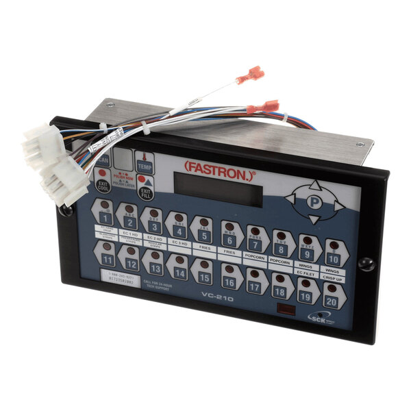 A Fastron VC-210 electronic controller with multiple buttons and wiring connectors.