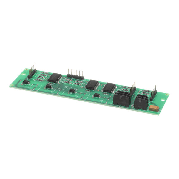 A rectangular green printed circuit board (PCB) with multiple electronic components and connectors, identified as an annunciator master LED board.