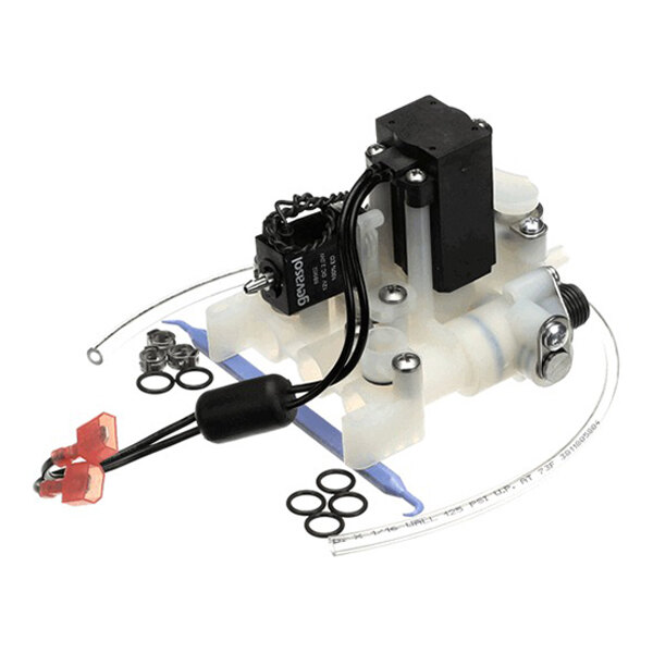 A solenoid valve assembly kit with attached wiring, tubing, and O-rings, used for CO2 transmission systems.