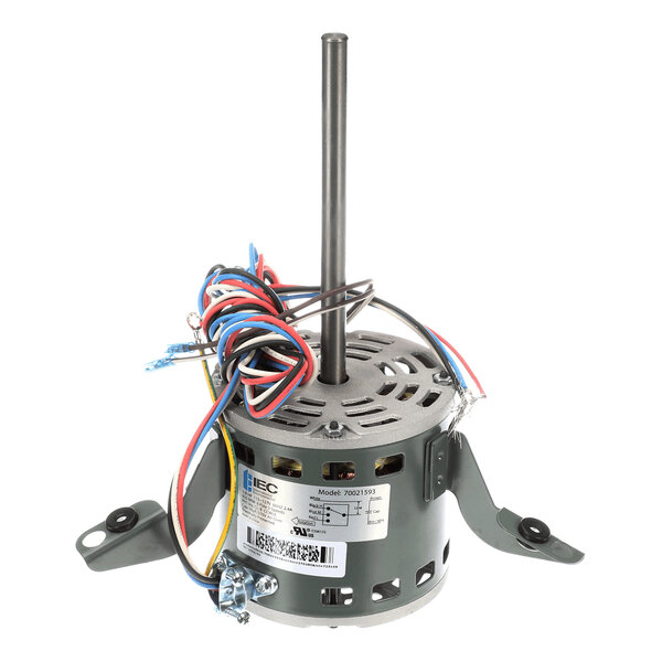 A direct drive electric motor with attached wiring and mounting brackets.