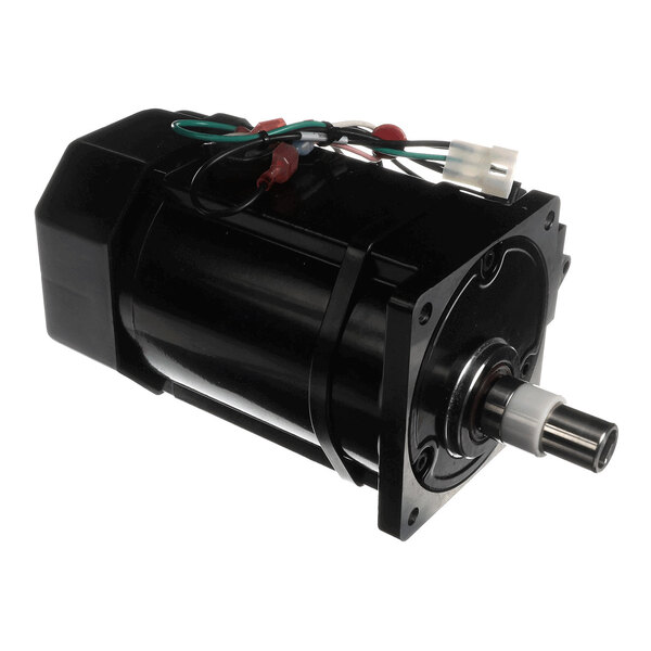 A black gearmotor assembly with attached wiring and a metal shaft, designed for 115V/60Hz operation.